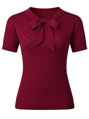 Women's Retro Red Classic Minimalist Jacquard Knit